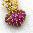 ノンブランド NON BRAND ルビー 0.60ct ダイヤモンド デザインペンダント レッド×イエローゴールド K18YG ルビー ダイヤモンド ネックレス 赤 レッド 18K 750 YG 王冠 ハート ラウンドミックスカット