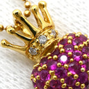 ノンブランド NON BRAND ルビー 0.60ct ダイヤモンド デザインペンダント レッド×イエローゴールド K18YG ルビー ダイヤモンド ネックレス 赤 レッド 18K 750 YG 王冠 ハート ラウンドミックスカット