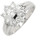 ノンブランド NON BRAND ダイヤモンド 1.00ct フラワーモチーフ プラチナシルバー Pt900 ダイヤモンド リング 指輪 プラチナ Pt900 9P 9石 9粒 12号