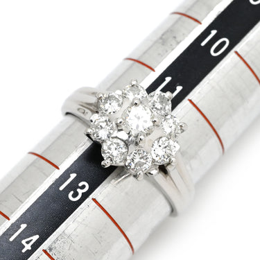 ノンブランド NON BRAND ダイヤモンド 1.00ct フラワーモチーフ プラチナシルバー Pt900 ダイヤモンド リング 指輪 プラチナ Pt900 9P 9石 9粒 12号