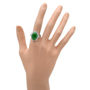 ノンブランド NON BRAND ヒスイ 7.72ct ダイヤモンド グリーン×プラチナシルバー Pt850 ヒスイ ダイヤモンド リング 指輪 緑 グリーン 翡翠 ひすい 1石 1粒 ジェイダイト オーバルカボション 17号