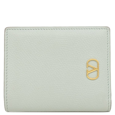 ヴァレンティノ VALENTINO ガラヴァーニ Vロゴ シグネチャー 6W2P0AJ5SNP_WTW スカイグレー カーフ 二つ折り財布 ゴールド金具 水色 小銭入れ コンパクト