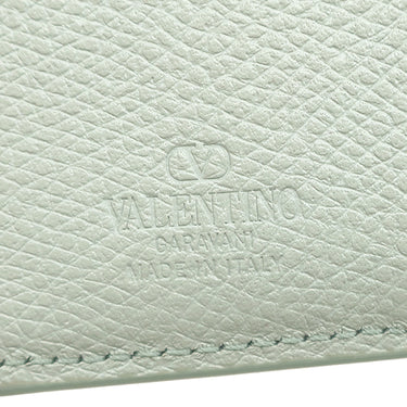 ヴァレンティノ VALENTINO ガラヴァーニ Vロゴ シグネチャー 6W2P0AJ5SNP_WTW スカイグレー カーフ 二つ折り財布 ゴールド金具 水色 小銭入れ コンパクト
