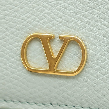 ヴァレンティノ VALENTINO ガラヴァーニ Vロゴ シグネチャー 6W2P0AJ5SNP_WTW スカイグレー カーフ 二つ折り財布 ゴールド金具 水色 小銭入れ コンパクト