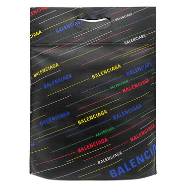 バレンシアガ BALENCIAGA ロゴ トート 541908 ブラック×マルチカラー レザー トートバッグ 黒 クラッチ 大容量 オールレザー ポーチ付き