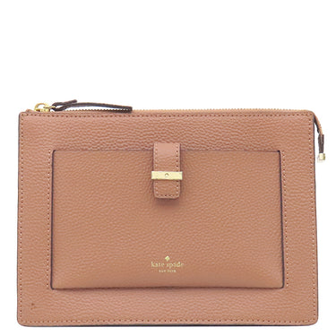 ケイトスペード kate spade フロント ポケット ピンクブラウン レザー ショルダーバッグ ゴールド金具