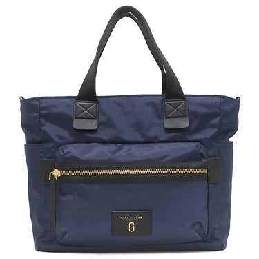 マークジェイコブス MARC JACOBS ナイロン バイカーベビー バッグ ネイビー ナイロン 2WAYバッグ シルバー金具 マザーズバッグ トート