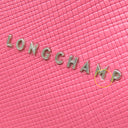ロンシャン LONGCHAMP メタルロゴ ピンク レザー ショルダーバッグ シルバー金具