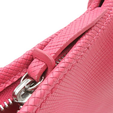 ロンシャン LONGCHAMP メタルロゴ ピンク レザー ショルダーバッグ シルバー金具
