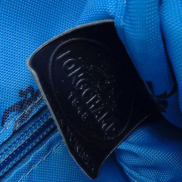ロンシャン LONGCHAMP メタルロゴ ネイビー レザー ショルダーバッグ シルバー金具 紺