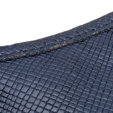 ロンシャン LONGCHAMP メタルロゴ ネイビー レザー ショルダーバッグ シルバー金具 紺