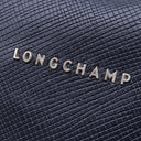 ロンシャン LONGCHAMP メタルロゴ ネイビー レザー ショルダーバッグ シルバー金具 紺