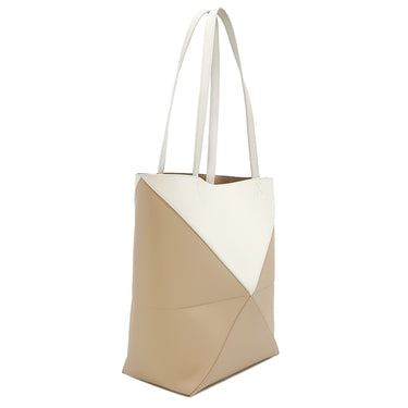 ロエベ LOEWE パズルフォルドトート ミディアム ベージュ×ホワイト レザー トートバッグ ショルダー 肩掛け