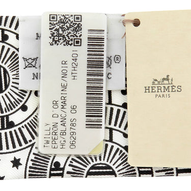エルメス HERMES ツイリー H062978S ホワイト×マリン×ブラック シルク スカーフ 新品 未使用 【EPERON D'OR/エプロンドール】