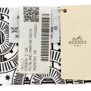 エルメス HERMES ツイリー H062978S ホワイト×マリン×ブラック シルク スカーフ 新品 未使用 【EPERON D'OR/エプロンドール】