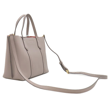 トリーバーチ TORY BURCH ペリー スモール トリプル トート 56249 グレーヘロン レザー 2WAYバッグ ゴールド金具 グレージュ オレンジ