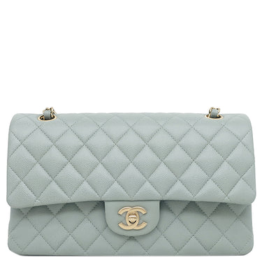 シャネル CHANEL マトラッセ 25 ダブルフラップ A01112 グリーン キャビアスキン ショルダーバッグ ゴールド金具 チェーンショルダー