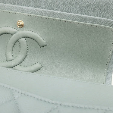 シャネル CHANEL マトラッセ 25 ダブルフラップ A01112 グリーン キャビアスキン ショルダーバッグ ゴールド金具 チェーンショルダー