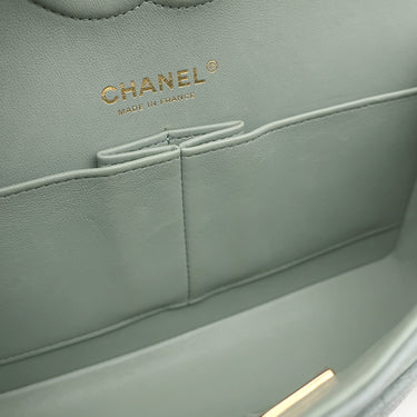 シャネル CHANEL マトラッセ 25 ダブルフラップ A01112 グリーン キャビアスキン ショルダーバッグ ゴールド金具 チェーンショルダー