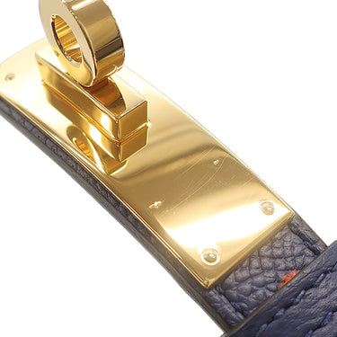 エルメス HERMES ケリー ベルベット 18 ブルーサフィール×マルチカラー ヴォーエプソン ベルト ゴールド金具 ターンロック スライド調節