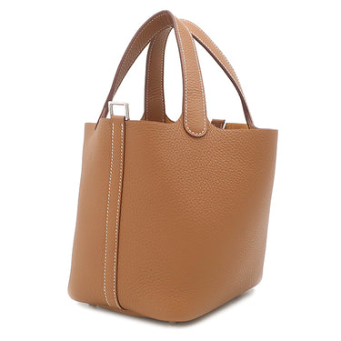 エルメス HERMES ピコタンロック 18 PM ゴールド トリヨンクレマンス ハンドバッグ シルバー金具 新品 未使用 茶 2026年製