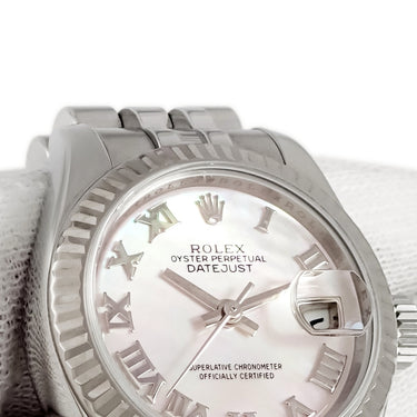 腕時計 ロレックス ROLEX デイトジャスト 26 179174NR ランダム番 自動巻き レディース ランダム番 K18WG×SS コンビ シェル ローマン