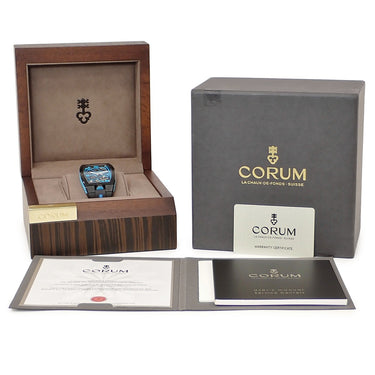 腕時計 コルム CORUM ラボ 01 リミテッドエディション 410.100.43/F371 BL01 自動巻き メンズ ダマスカス鋼 スケルトン 水色 限定