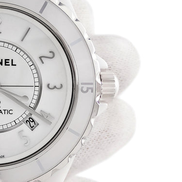 腕時計 シャネル CHANEL J12 42MM H2981 自動巻き メンズ 白 ホワイト セラミック 逆回転防止ベゼル デイト アラビア