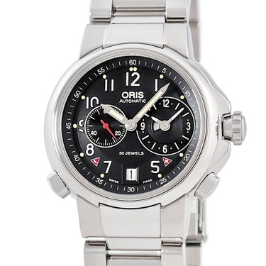 腕時計 オリス ORIS アートリエ ワールドタイマー 690 7494 40 64 自動巻き メンズ OH済 ブラック デイト スモールセコンド