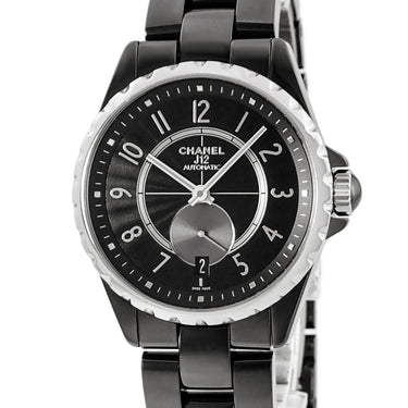 腕時計 シャネル CHANEL J12-365 H3836 自動巻き メンズ ブラック ギョーシェ デイト アラビア スモールセコンド J12