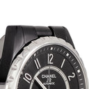 腕時計 シャネル CHANEL J12-365 H3836 自動巻き メンズ ブラック ギョーシェ デイト アラビア スモールセコンド J12