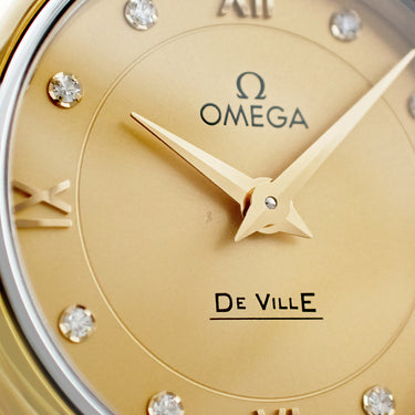 腕時計 オメガ OMEGA デ ヴィル プレステージ 424.20.27.60.58.001 クオーツ レディース K18YG×SS コンビ 純正ダイヤ ローマン