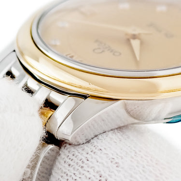 腕時計 オメガ OMEGA デ ヴィル プレステージ 424.20.27.60.58.001 クオーツ レディース K18YG×SS コンビ 純正ダイヤ ローマン