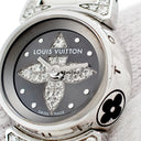 腕時計 ルイヴィトン LOUIS VUITTON タンブール ビジュ ノワール Q151K1 クオーツ レディース 純正ダイヤ グレー モノグラム フラワー
