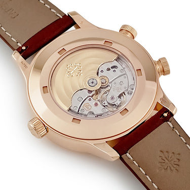 腕時計 パテックフィリップ PATEK PHILIPPE カラトラバ パイロット トラベルタイム 5524R-001 自動巻き メンズ 新品同様 K18RG無垢 ブラウン