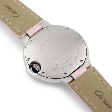 腕時計 カルティエ Cartier バロンブルー33mm WSBB0002 自動巻き レディース ピンク ローマン ギョーシェ 青針 ブルースティール