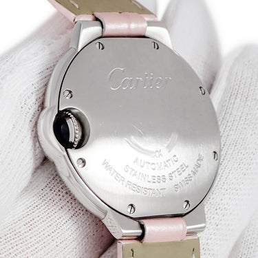 腕時計 カルティエ Cartier バロンブルー33mm WSBB0002 自動巻き レディース ピンク ローマン ギョーシェ 青針 ブルースティール