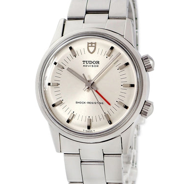 腕時計 チュードル TUDOR アドバイザー アラーム 10050 97番台 手巻き メンズ OH済 97番台 シルバー ヴィンテージ チューダー