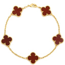 ヴァンクリーフアーペル Van Cleef & Arpels ヴィンテージアルハンブラ VCARD35500 レッド×イエローゴールド K18YG カーネリアン ブレスレット 750YG 18金 カーネリアン 5モチーフ