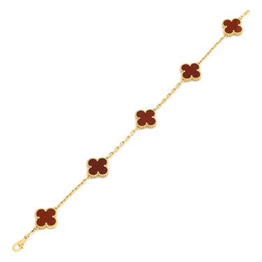ヴァンクリーフアーペル Van Cleef & Arpels ヴィンテージアルハンブラ VCARD35500 レッド×イエローゴールド K18YG カーネリアン ブレスレット 750YG 18金 カーネリアン 5モチーフ