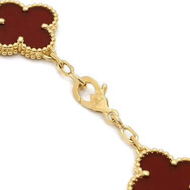 ヴァンクリーフアーペル Van Cleef & Arpels ヴィンテージアルハンブラ VCARD35500 レッド×イエローゴールド K18YG カーネリアン ブレスレット 750YG 18金 カーネリアン 5モチーフ