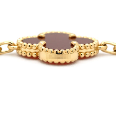 ヴァンクリーフアーペル Van Cleef & Arpels ヴィンテージアルハンブラ VCARD35500 レッド×イエローゴールド K18YG カーネリアン ブレスレット 750YG 18金 カーネリアン 5モチーフ