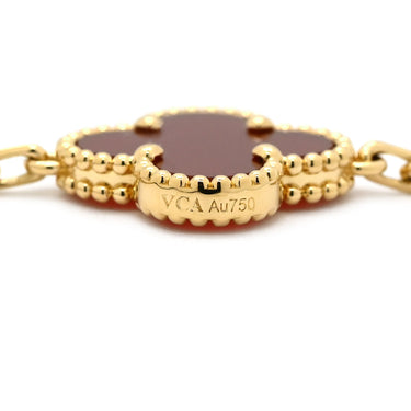 ヴァンクリーフアーペル Van Cleef & Arpels ヴィンテージアルハンブラ VCARD35500 レッド×イエローゴールド K18YG カーネリアン ブレスレット 750YG 18金 カーネリアン 5モチーフ