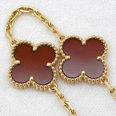 ヴァンクリーフアーペル Van Cleef & Arpels ヴィンテージアルハンブラ VCARD35500 レッド×イエローゴールド K18YG カーネリアン ブレスレット 750YG 18金 カーネリアン 5モチーフ