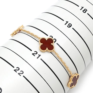ヴァンクリーフアーペル Van Cleef & Arpels ヴィンテージアルハンブラ VCARD35500 レッド×イエローゴールド K18YG カーネリアン ブレスレット 750YG 18金 カーネリアン 5モチーフ