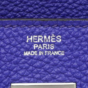 エルメス HERMES バーキン30 ブルーエレクトリック トゴ ハンドバッグ シルバー金具 青