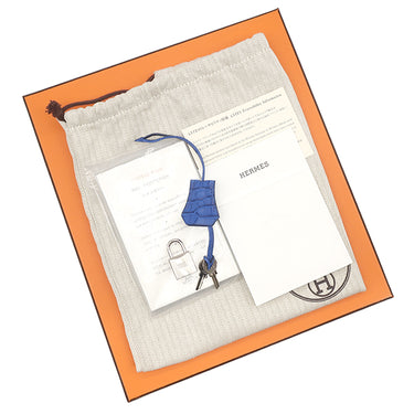 エルメス HERMES バーキン25 タッチ ブルーロワイヤル トゴ アリゲーター ハンドバッグ シルバー金具 青