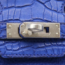 エルメス HERMES バーキン25 タッチ ブルーロワイヤル トゴ アリゲーター ハンドバッグ シルバー金具 青