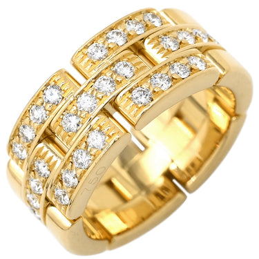 カルティエ Cartier マイヨンパンテール 3ロウ ハーフダイヤ イエローゴールド K18YG ダイヤモンド #50(JP10) リング 指輪 750 18K YG 3連 3重 28石 9.5号