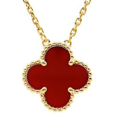 ヴァンクリーフアーペル Van Cleef & Arpels ヴィンテージ アルハンブラ ペンダント VCARD38500 レッド×イエローゴールド K18YG カーネリアン ネックレス Au750 18K 赤 カーネリアン